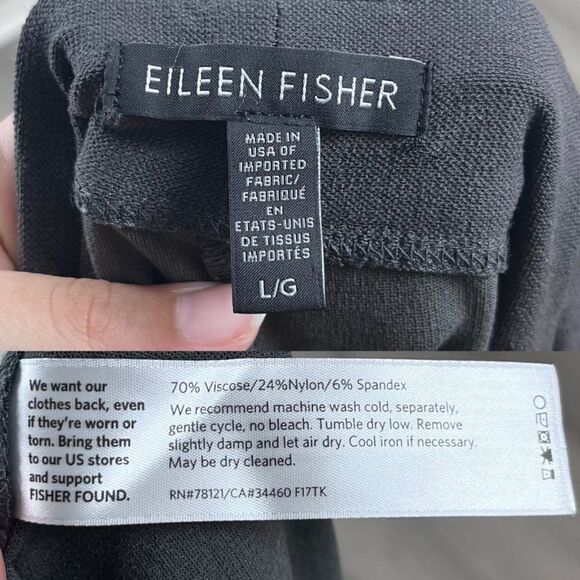 Eileen Fisher Size L Pull On Stretch Crepe Ankle Trouser Minimalist Pants Office - Picture 10 of 13